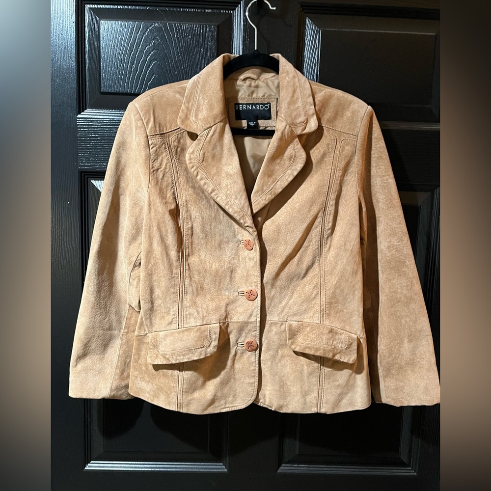 Bernardo Tan Suede Blazer Jacket